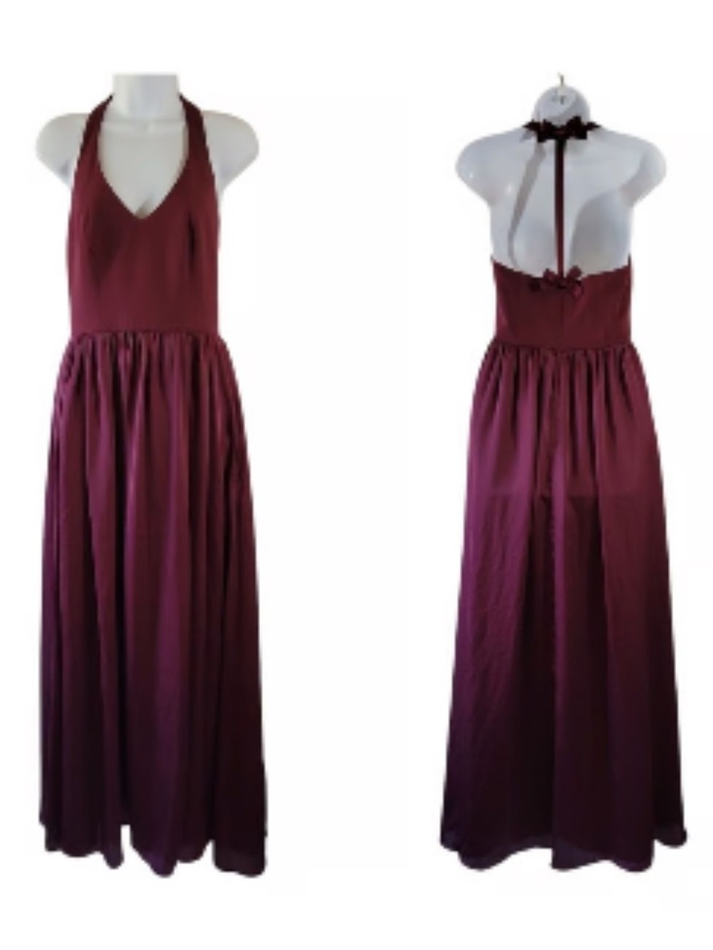 Vera Wang formal plum halter maxi dress with front side slit